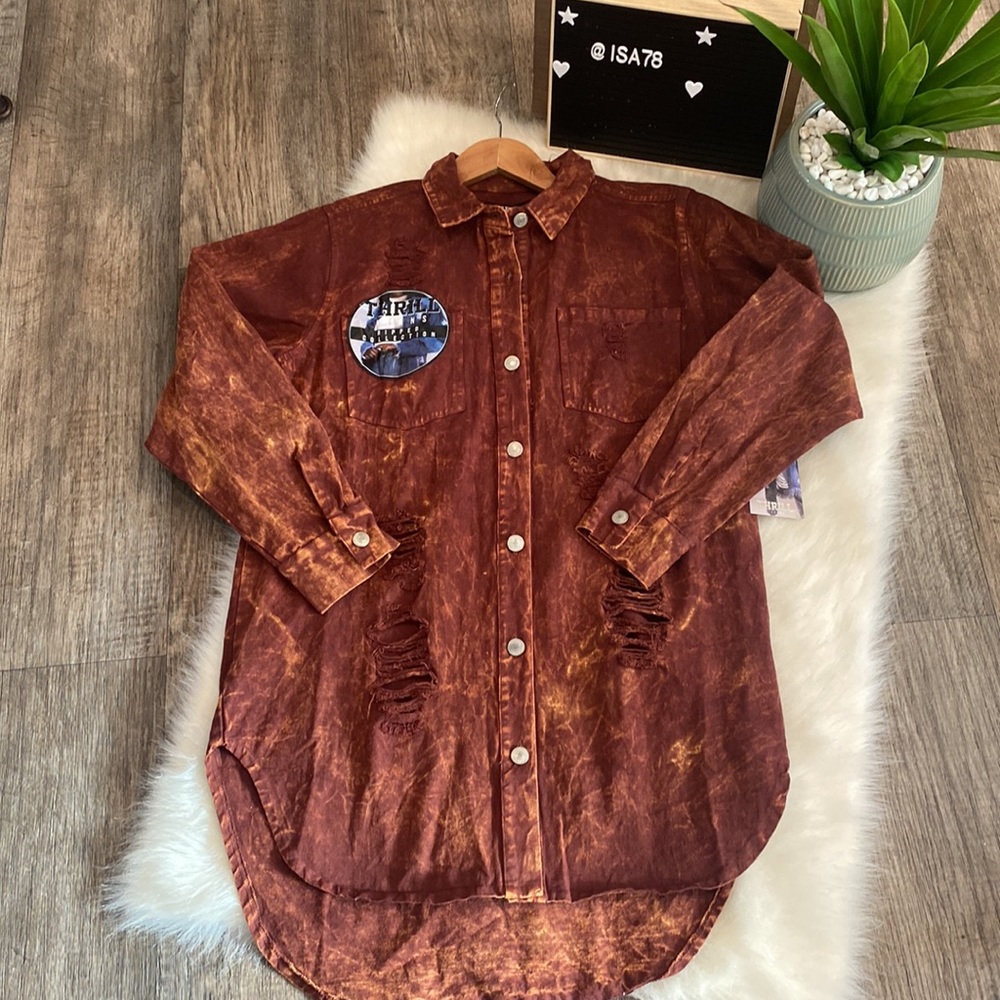 THRILL Jeans Ripped Collection Denim distress Jacket/ dress/ top.